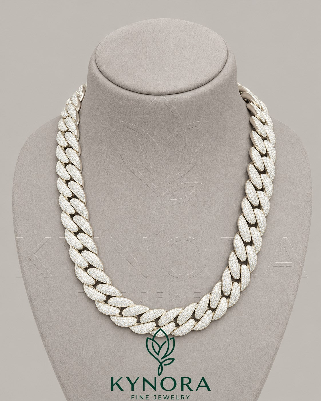 Kynora Jewels 20mm VVS1 Moissanite Miami Cuban Link Chain, bold hip hop jewelry with sparkling diamond-like stones