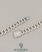20mm VVS1 Moissanite Diamond Hip Hop Miami Cuban Link Chain by Kynora Jewels, featuring shiny, bold gold chain links.