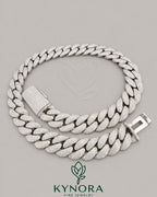 20mm VVS1 Moissanite hip hop Cuban link chain by Kynora Jewels with shiny, thick gold-plated links, showcasing luxurious jewelry design.