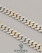 Sterling silver VVS1 moissanite baguette Miami Cuban link chain by Kynora Jewels, 20mm hiphop chain with sparkling gemstones.