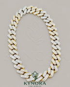 Sterling silver VVS1 moissanite baguette Miami Cuban link chain, 20mm hip-hop jewelry by Kynora Jewels.