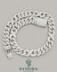 20mm VVS1 moissanite Cuban link chain in sterling silver, hip-hop jewelry style by Kynora Jewels with detailed chain links.