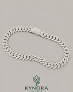 20mm VVS1 moissanite diamond silver Cuban link chain by Kynora Jewels, featuring a shiny, bold hip-hop jewelry design.