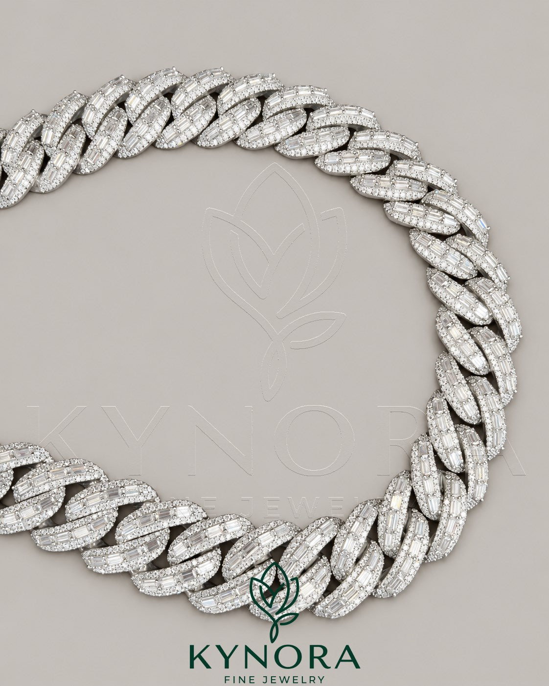 22mm VVS1 Moissanite diamond Cuban link chain in 925 sterling silver, stylish hip-hop jewelry from Kynora Jewels