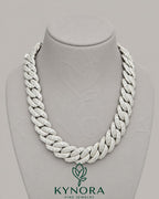 22mm VVS1 Moissanite diamond sterling silver Cuban link chain by Kynora Jewels, featuring a bold, shiny hip-hop jewelry style.