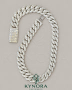 22mm VVS1 moissanite diamond Cuban link chain in 925 sterling silver, hip-hop jewelry by Kynora Jewels