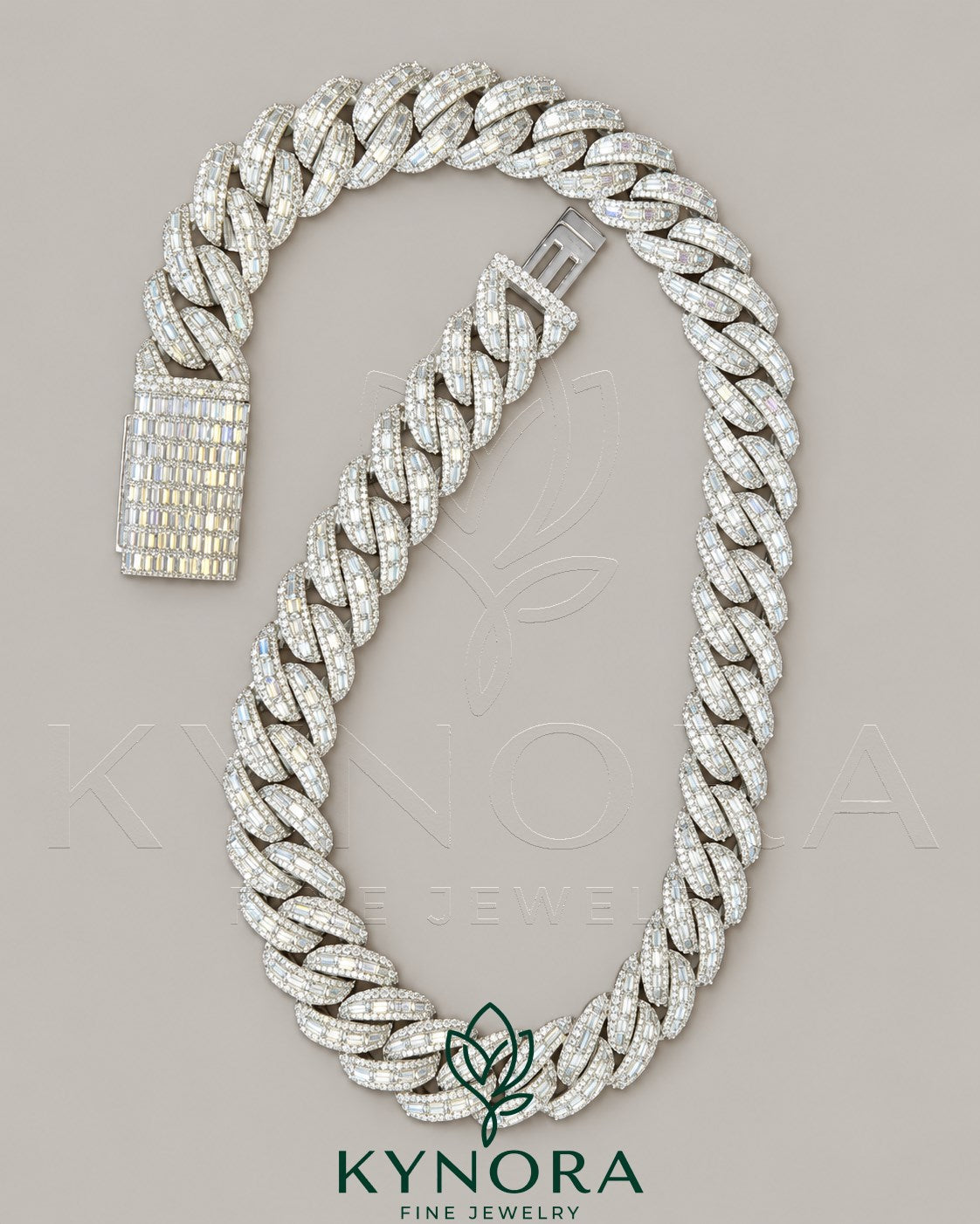 22mm VVS1 moissanite diamond Cuban link chain in 925 sterling silver, hip-hop jewelry by Kynora Jewels