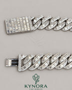 22mm VVS1 Moissanite diamond Cuban link chain in sterling silver, hiphop style jewelry with bold, shiny links.