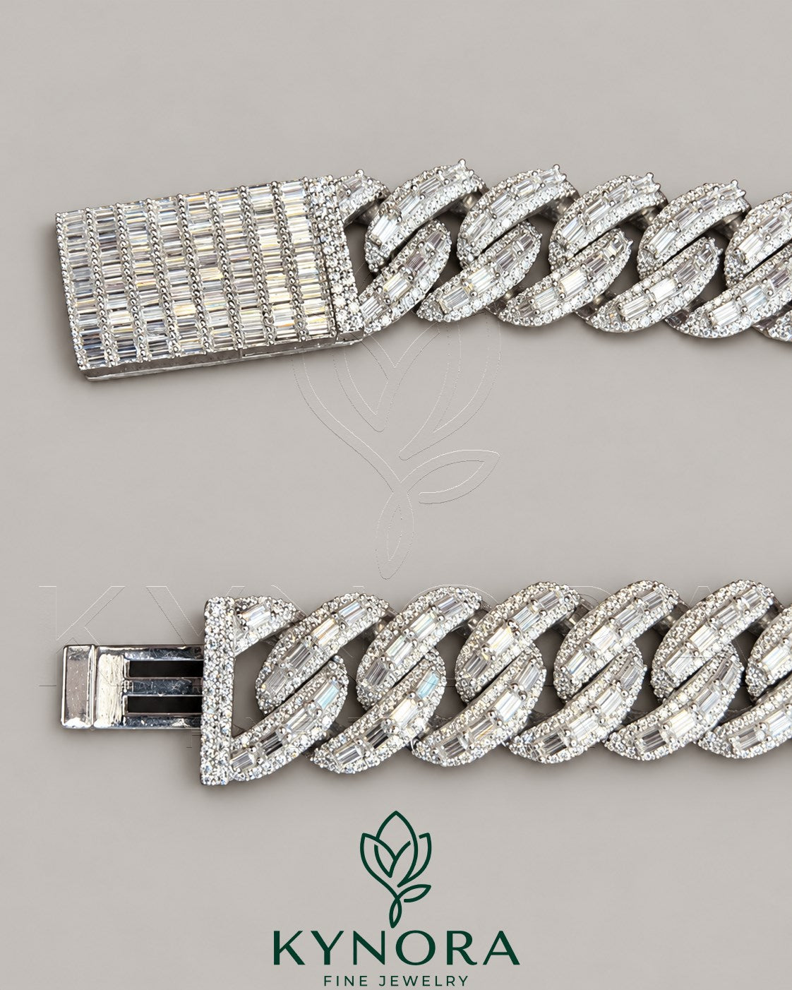 22mm VVS1 Moissanite diamond Cuban link chain in sterling silver, hiphop style jewelry with bold, shiny links.