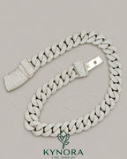 Sterling silver Miami Cuban link chain with 23mm moissanite diamonds, stylish hip-hop jewelry by Kynora Jewels.