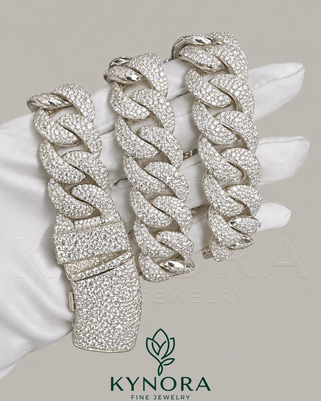 23MM Moissanite Diamond 925 Sterling Silver Miami Cuban Link Chain Imagen secundaria del producto