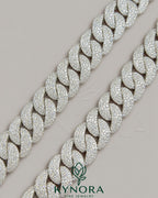 23mm Moissanite diamond sterling silver Miami Cuban link chain by Kynora Jewels, featuring bold, sparkling hiphop jewelry design.