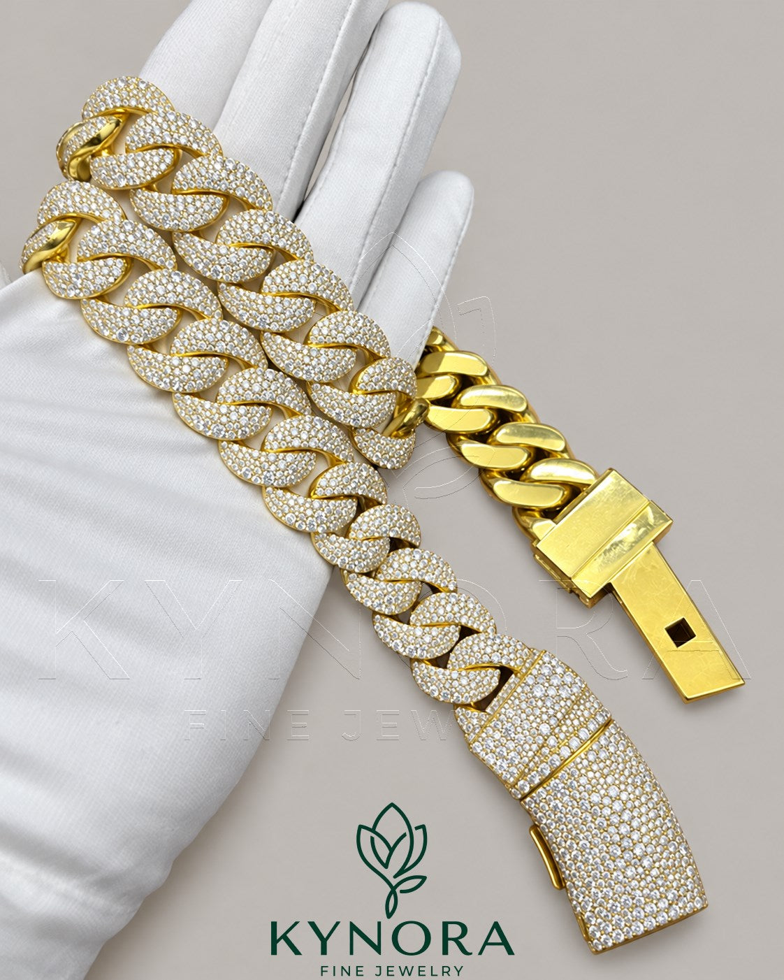 23MM VVS1 Moissanite Diamond 925 Sterling Silver Miami Cuban Link Chain Imagen secundaria del producto
