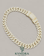 Sterling silver Miami Cuban link chain with 23mm VVS1 Moissanite diamond from Kynora Jewels, showcasing its bold, sparkling design.