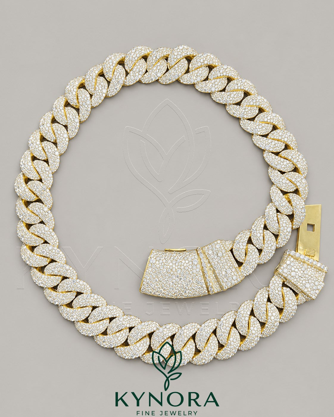 23mm VVS1 Moissanite diamond Miami Cuban link chain in sterling silver, hip-hop style by Kynora Jewels Imagen principal del producto