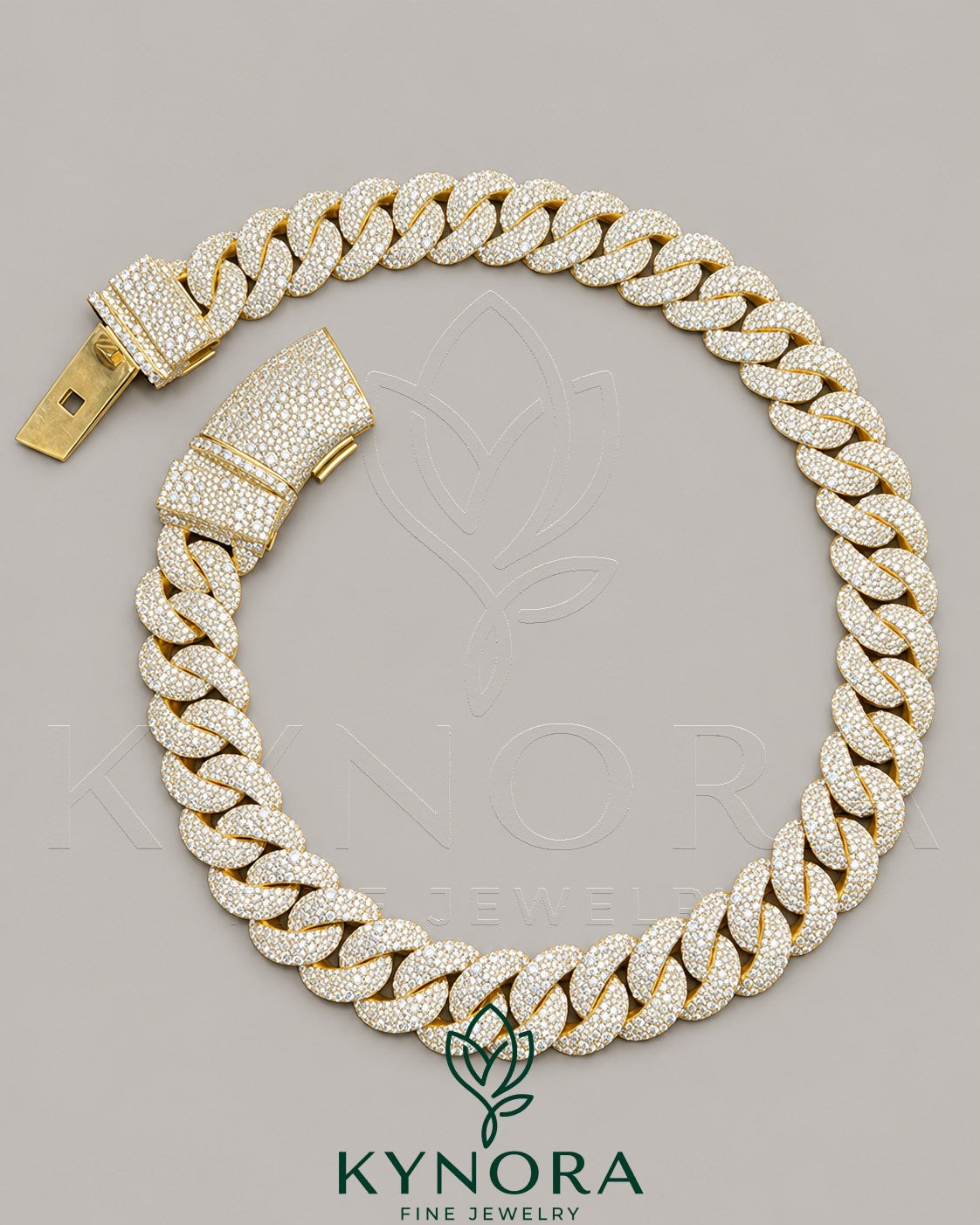 23mm VVS1 Moissanite diamond sterling silver Miami Cuban link chain for hiphop jewelry, crafted by Kynora Jewels.