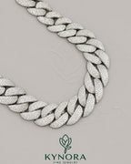 Kynora Jewels 24mm lab diamond Miami Cuban link chain in 925 sterling silver, hiphop style, 18-inch length with moissanite accents.