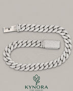 Kynora Jewels 24mm lab diamond Miami Cuban link chain in sterling silver, 18-inch hiphop chain with sleek design