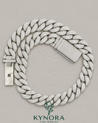 Kynora Jewels 24mm lab diamond Miami Cuban link chain in 925 sterling silver, hiphop chain style, 18-inch length.