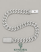 Kynora Jewels 24mm Lab Diamond Miami Cuban Link Chain in sterling silver, 18-inch hip-hop chain with moissanite accents.