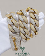 24mm VVS1 moissanite diamond gold-plated sterling silver Cuban link chain, hiphop jewelry by Kynora Jewels