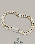 Sterling silver gold-plated Cuban link chain with 24mm VVS1 moissanite diamonds, hip-hop jewelry style by Kynora Jewels