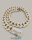 Sterling silver gold plated Cuban link chain with 24mm VVS1 moissanite diamonds, hip-hop jewelry style by Kynora Jewels