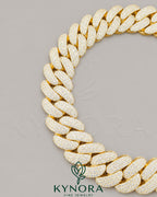 24mm VVS1 Moissanite Miami Cuban Link Chain in yellow gold and sterling silver, stylish hip-hop jewelry from Kynora Jewels