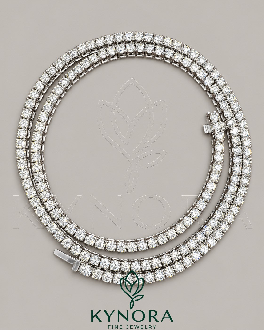 Sterling silver VVS Moissanite diamond tennis link chain, 3mm hip-hop style chain by Kynora Jewels. Imagen principal del producto