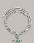 Sterling silver hiphop chain with 3mm VVS moissanite diamonds and tennis link design by Kynora Jewels