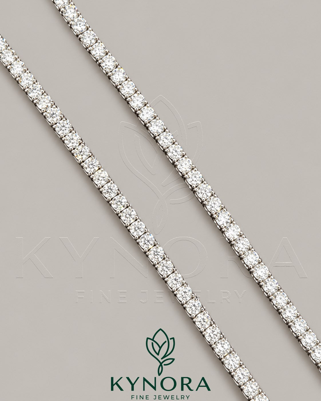 Sterling silver VVS Moissanite diamond Hiphop chain with 3mm tennis link design from Kynora Jewels