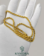 14K yellow gold plated sterling silver vermeil rope chain necklace with a 3mm thick hip hop style chain by Kynora Jewels