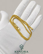 14K yellow gold plated sterling silver vermeil rope chain necklace with thick hip-hop style design from Kynora Jewels.