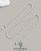Sterling silver 4mm rope chain hip-hop style necklace by Kynora Jewels, showcasing its thick, textured silver design.