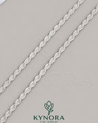 Sterling silver 4mm rope chain hip-hop chain by Kynora Jewels, showcasing a detailed, shiny silver jewelry piece.