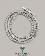 Sterling silver VVS moissanite diamond tennis chain, 4mm hip-hop jewelry for men and women, by Kynora Jewels.