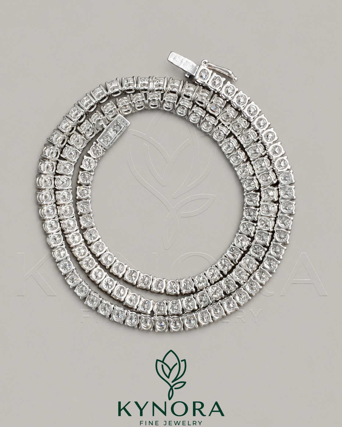 Sterling silver VVS moissanite diamond tennis chain, 4mm hip-hop jewelry for men and women, by Kynora Jewels.