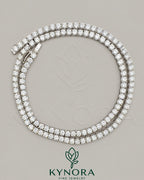 Sterling silver tennis chain with 4mm VVS moissanite diamonds, stylish Hiphop chain by Kynora Jewels for men and women.