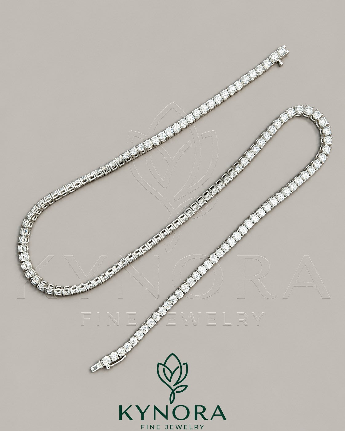 Sterling silver VVS moissanite diamond tennis chain with 4mm links, unisex hip-hop jewelry by Kynora Jewels