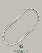 18-inch sterling silver tennis chain with 5.5mm VVS1 moissanite diamonds, Kynora Jewels hiphop chain jewelry.