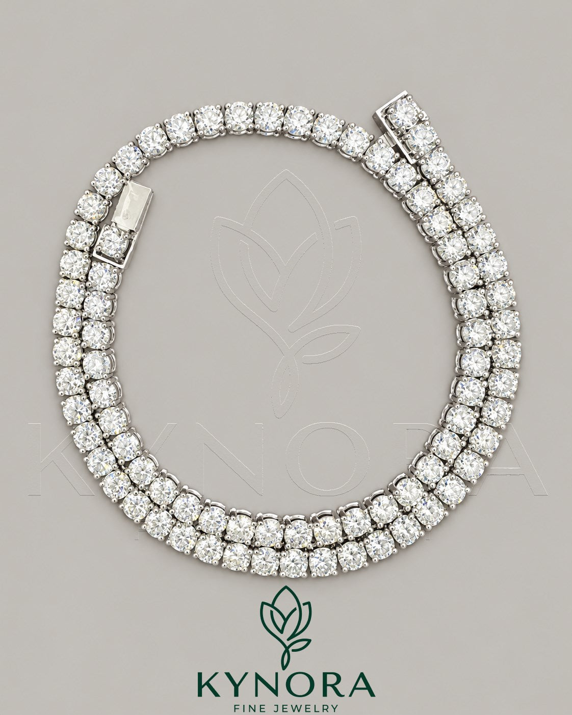 Sterling silver 18-inch tennis chain with 5.5mm VVS1 moissanite diamonds, designed for hip-hop jewelry style.