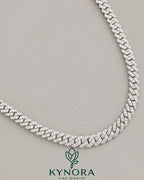 Kynora Jewels 18-inch sterling silver Miami Cuban link chain with 5mm VVS moissanite hip-hop style chain.