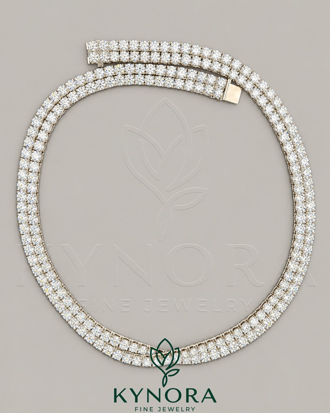 Kynora Jewels 18-inch sterling silver tennis link chain with 6mm VVS1 moissanite diamonds, hip hop style jewelry. Imagen principal del producto