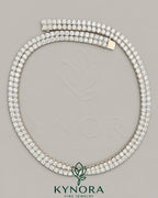 Kynora Jewels 18-inch sterling silver tennis link chain with 6mm VVS1 moissanite diamonds, hip hop style jewelry.