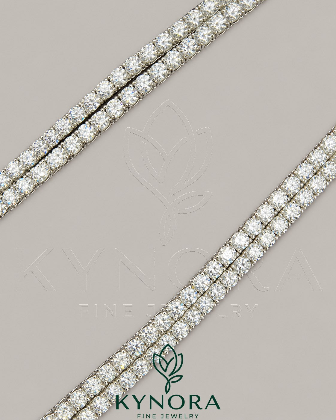 6mm VVS1 Moissanite diamond sterling silver tennis link chain, 18-inch Kynora Jewels hiphop chain with sparkling gemstone accents.