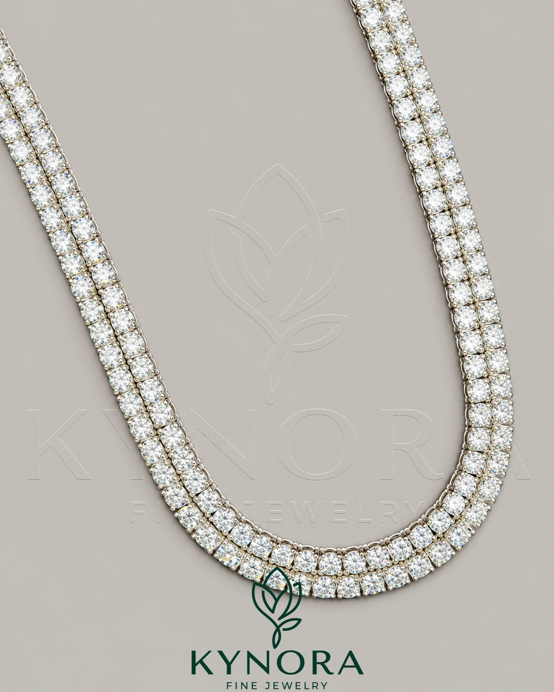 Six mm VVS1 moissanite diamond sterling silver tennis chain by Kynora Jewels, 18-inch hiphop link jewelry.