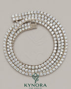 Kynora Jewels 18-inch sterling silver tennis chain with 6mm VVS1 moissanite diamond links, hip-hop style jewelry accessory