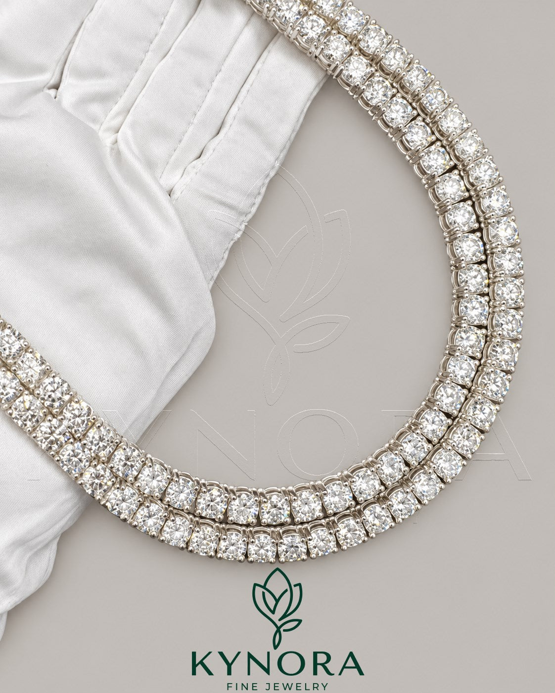 6mm VVS1 moissanite diamond hiphop chain in 925 sterling silver, 18-inch tennis link chain by Kynora Jewels