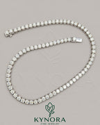 Sterling silver VVS1 moissanite diamond tennis link chain necklace, 6mm hiphop style by Kynora Jewels.