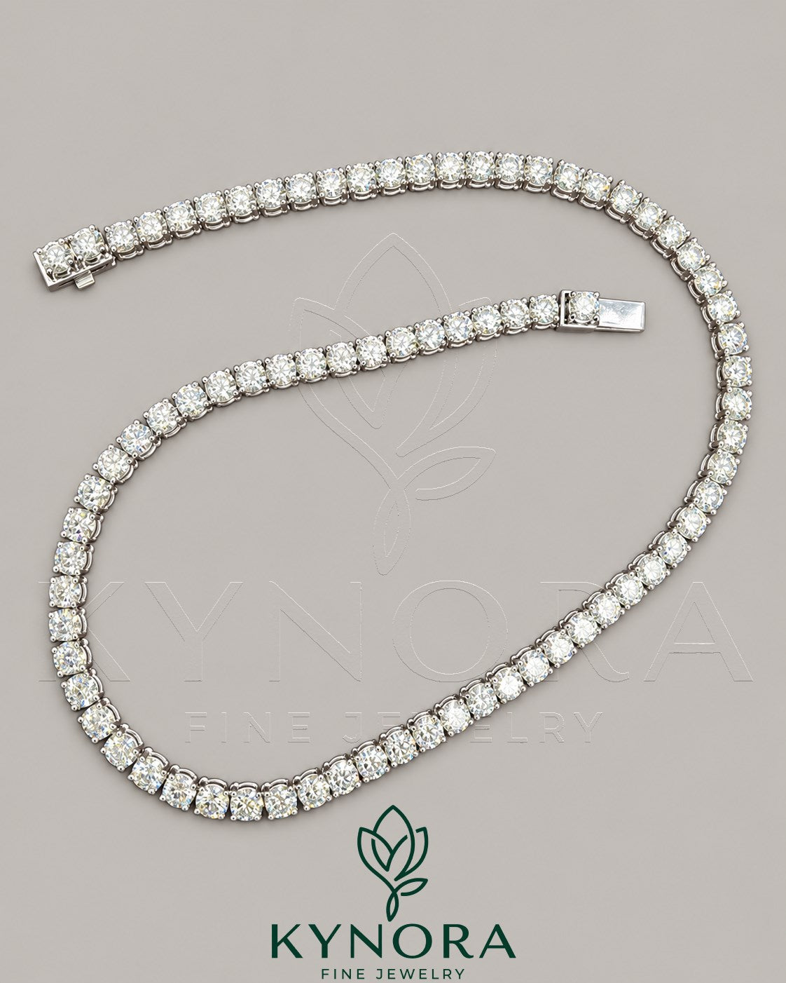 Sterling silver VVS1 moissanite diamond tennis link chain necklace, 6mm hiphop style by Kynora Jewels.